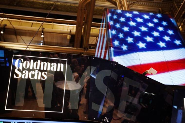 Photo d'archives du logo de Goldman Sachs à la Bourse de New York
