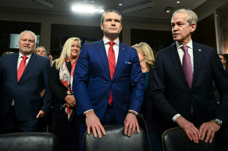 Pete Hegseth, choisi par Donald Trump pour diriger le Pentagone, lors de son audition de confirmation devant une commission du Sénat américain, à Washington, le 14 janvier 2025 ( AFP / SAUL LOEB )