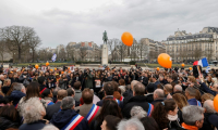 Rassemblement "en hommage aux otages assassinés par le Hamas", le 21 février 2025, place du Trocadéro à Paris  ( AFP / GEOFFROY VAN DER HASSELT )