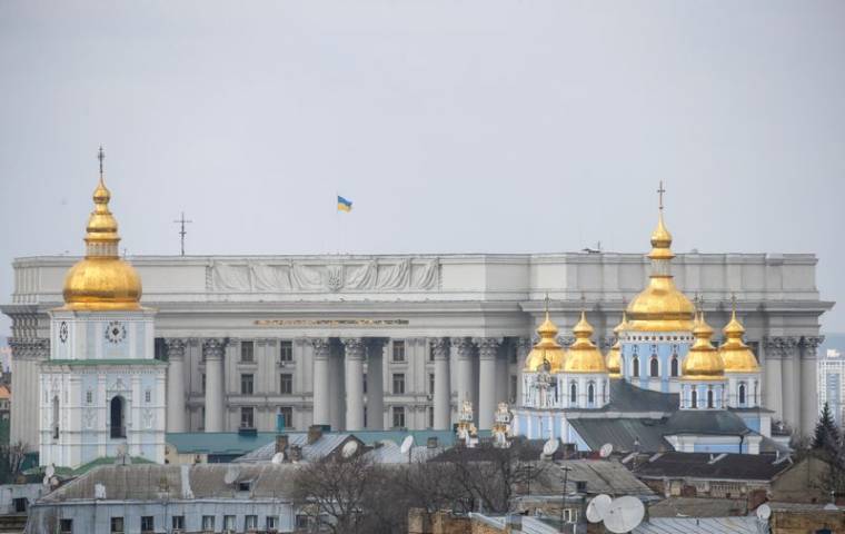 Photo d'archives d'une vue générale montrant le siège du ministère ukrainien des Affaires étrangères, dans le centre de Kyiv