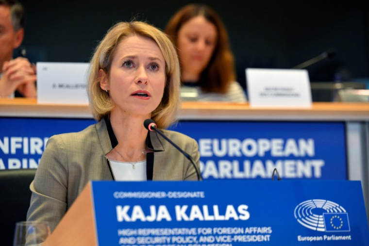 La future cheffe de la diplomatie européenne, l'Estonienne Kaja Kallas, lors d'une audition devant le Parlement européen à Bruxelles le 12 novembre 2024 ( AFP / Nicolas TUCAT )