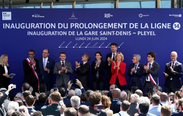 Inauguration de l'extension de la ligne 14 du métro parisien, à Saint-Denis, le 24 juin 2024 ( POOL / Yves Herman )