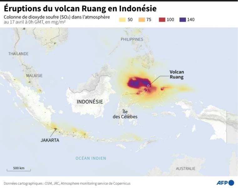 Eruptions du volcan Ruang en Indonésie ( AFP / Valentin RAKOVSKY )