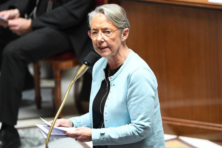 Elisabeth Borne, le 2 mai 2023, à Paris ( AFP / BERTRAND GUAY )