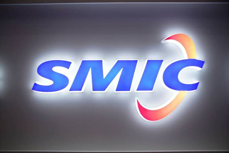 Logo de Semiconductor Manufacturing International Corporation (SMIC) à l'exposition internationale des semi-conducteurs de Chine