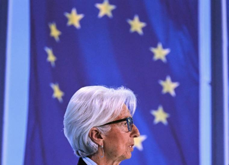 La président de la Banque centrale européenne, Christine Lagarde, à Francfort, le 11 avril 2024. ( AFP / KIRILL KUDRYAVTSEV )