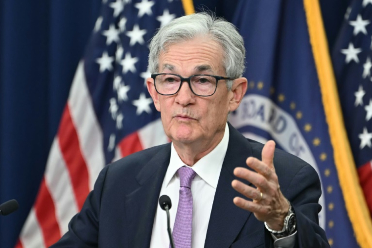 Le président de la Fed Jerome Powell, lors de la conférence de presse de presse ayant suivi la dernière réunion de l'institution, le 7 novembre 2024 à Washington ( AFP / ANDREW CABALLERO-REYNOLDS )