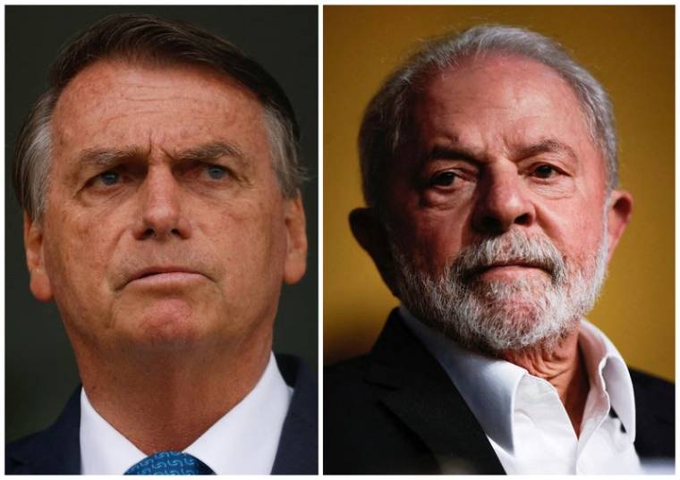 Juxtaposition de photos d'archives de Jair Bolsonaro et de Luiz Inacio Lula da Silva