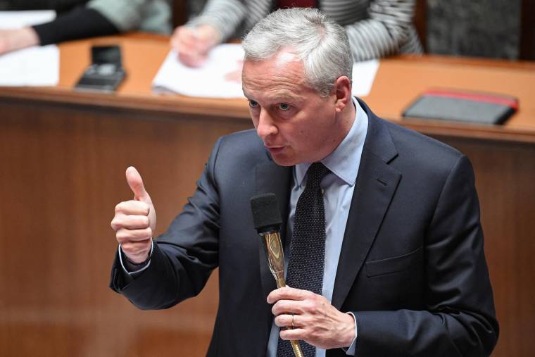 Bruno Le Maire, le 2 mai 2023, à l'Assemblée nationale ( AFP / BERTRAND GUAY )