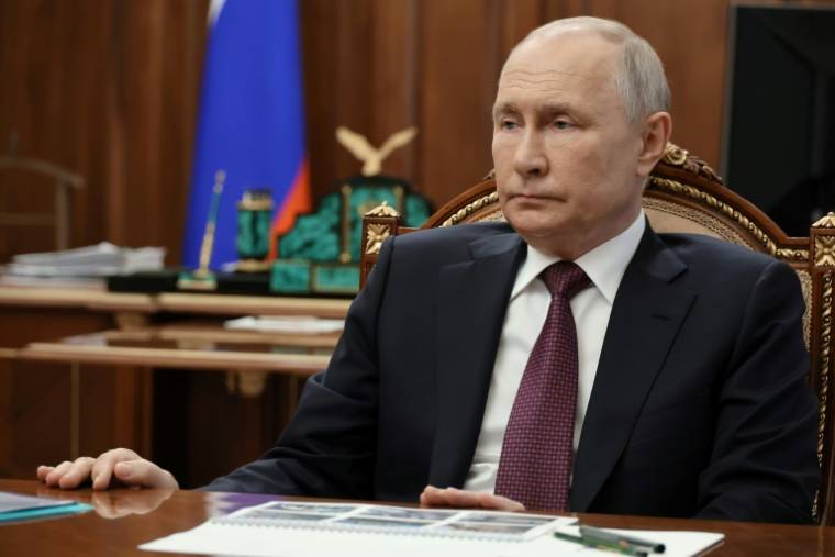 Le président russe Vladimir Poutine, le 24 août 2023 à Moscou  ( POOL / Mikhail KLIMENTYEV )