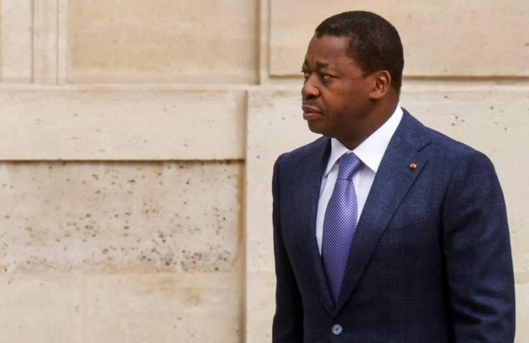 Le président du Togo Faure Gnassingbé à l'Elysée à Paris le 9 avril 2021 ( AFP / Ludovic MARIN )