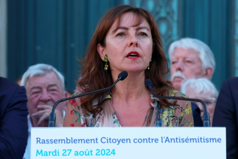 Carole Delga, présidente PS de la Région Occitanie, lors d'une manifestation conyre l'antisémitisme, le 27 août 2024 à Montpellier  ( AFP / Pascal GUYOT )