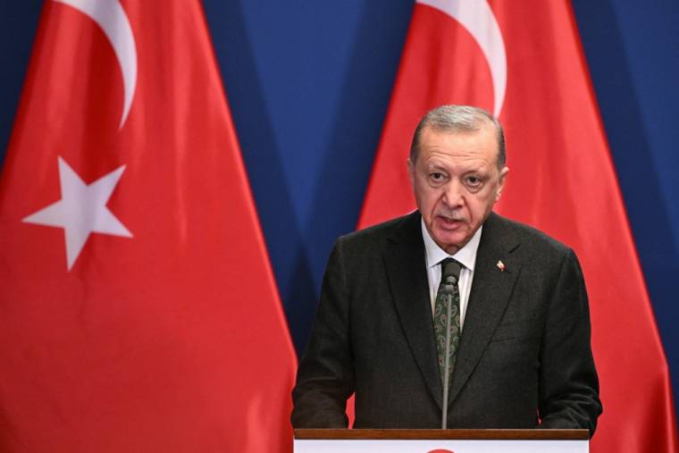Recep Tayyip Erdogan à Budapest, en Hongrie, le 18 décembre 2023. ( AFP / ATTILA KISBENEDEK )