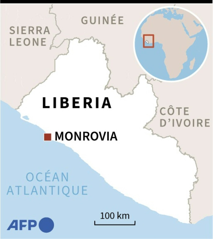 Carte du Liberia localisant la capitale Monrovia ( AFP / Valentina BRESCHI )