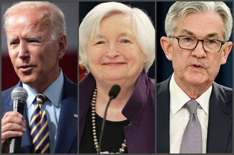 "Jusqu'à présent, ce trio marche au mieux. Les bourses américaines sont à leurs plus hauts tandis que le rendement du bon du trésor américain est à 1,6%, après avoir tutoyé 1,75% en mars, au moment même où les programmes de dépenses s'ajoutent, malgré les hausses d'impôts annoncées." (source : Fed, Gage Skydmore)