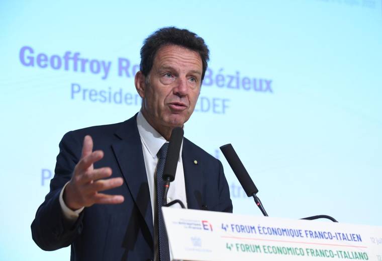 Geoffroy Roux de Bezieux à Paris le 12 juillet 2022. ( AFP / Eric PIERMONT )