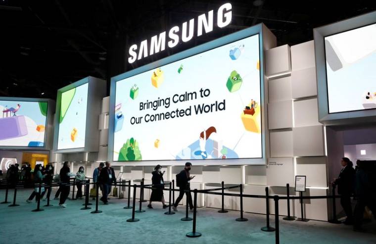 Le stand de Samsung Electronics lors du CES 2023, un salon annuel de l'électronique grand public, à Las Vegas