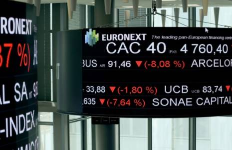La salle de contrôle d'Euronext, société qui gère la Bourse de Paris ( AFP / ERIC PIERMONT )