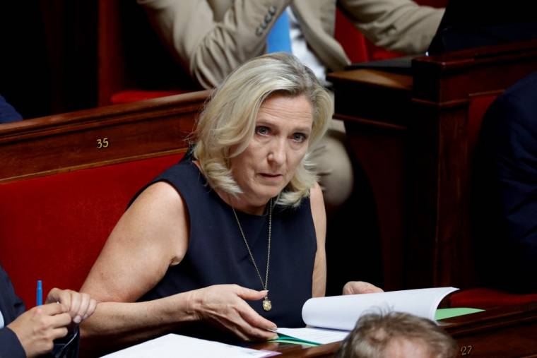 Marine Le Pen à Paris, le 18 juillet 2023. ( AFP / GEOFFROY VAN DER HASSELT )