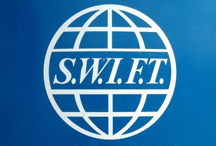 Le logo de l'entreprise SWIFT, le 26 juin 2006.  ( BELGA / JACQUES COLLET )