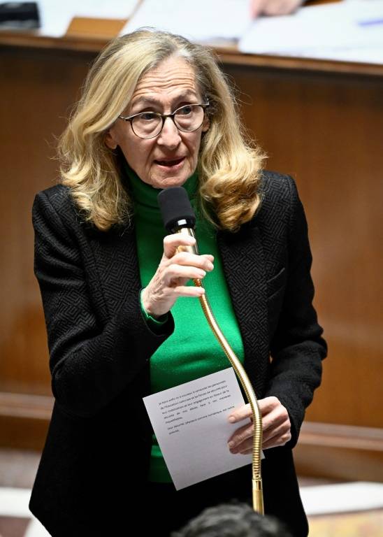 Nicole Belloubet lors d'une séance de questions au gouvernement à l'Assemblée nationale, le 26 mars 2024 ( AFP / JULIEN DE ROSA )