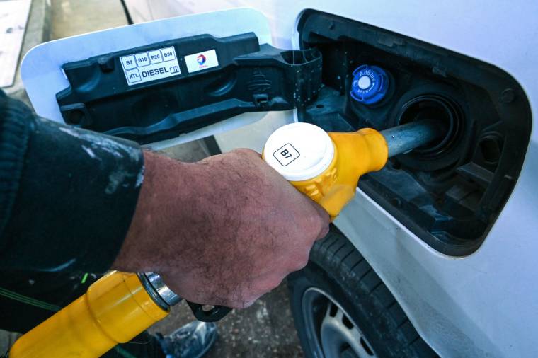 Le prix du gazole a bondi de 28% en un an ( AFP / PASCAL GUYOT )