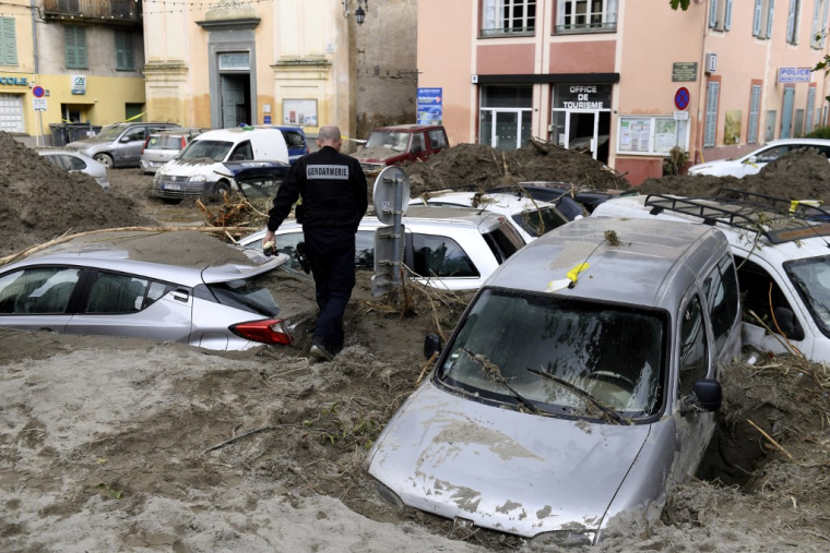 Breil-sur-Roya, le 4 octobre 2020, après le passage de la tempête Alex. ( AFP / NICOLAS TUCAT )