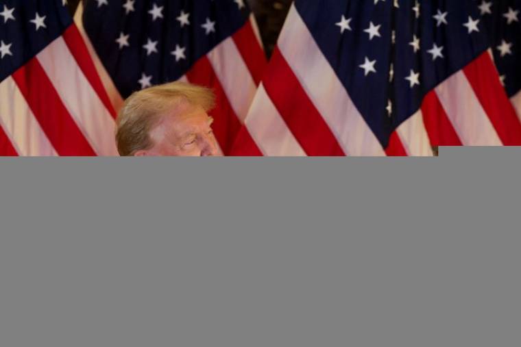 Le candidat républicain à la présidence et ancien président des États-Unis Donald Trump lors d'une conférence de presse à New York