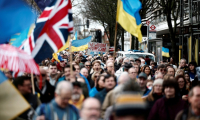 Manifestation de soutien à l'Ukraine à l'approche du troisième anniversaire de la guerre, le 22 février 202 5à Londres  ( AFP / BENJAMIN CREMEL )