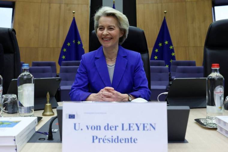 Ursula von der Leyen, présidente de la Commission européenne, lors de la réunion du Collège des commissaires européens à Bruxelles