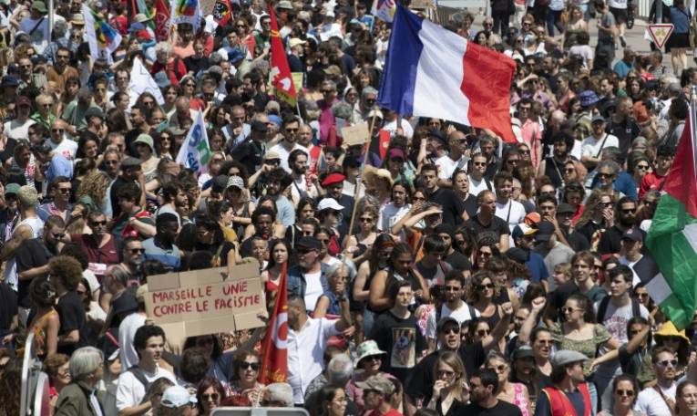 Manifestation contre l'extrême droite à Marseille, le 15 juin 2024 ( AFP / Jérémy PAOLONI )