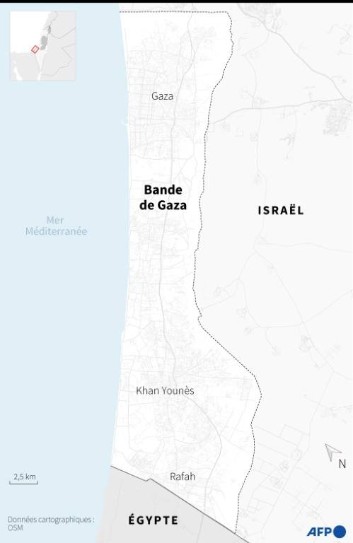 Carte de la bande de Gaza ( AFP / Sylvie HUSSON )