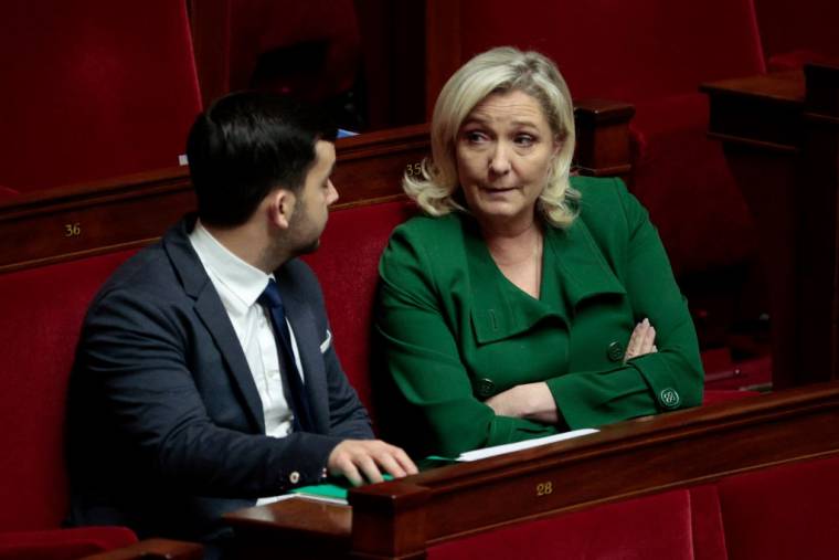 Les députés RN Marine Le Pen et Jean-Philippe Tanguy, le 21 novembre 2022 à l'Assemblée nationale.  ( AFP / GEOFFROY VAN DER HASSELT )