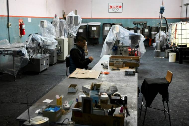 Un employé de l'usine Tintas Opalo à Sarandi, dans la province de Buenos Aires, en Argentine, le 17 avril 2024 ( AFP / LUIS ROBAYO )