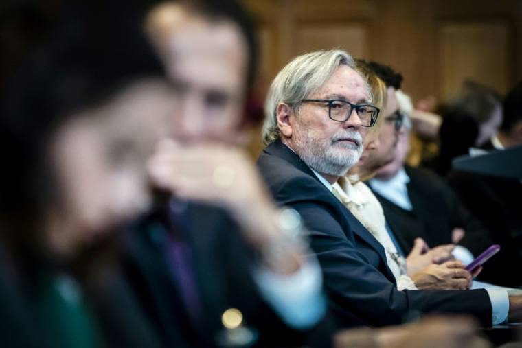 L'ambassadeur de l'Equateur aux Pays-Bas Andres Teran Parral lors d'une audience devant la CIJ  à La Haye dans l'affaire opposant son pays au Mexique le 1er mai 2024. ( ANP / Remko de Waal )