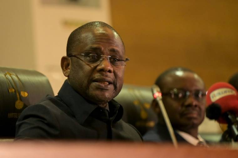 Le président de la Commission nationale de recensement des votes du Sénégal, Amady Diouf, annonce les résultats de l'élection présidentielle, le 27 mars 2024 à Dakar ( AFP / SEYLLOU )