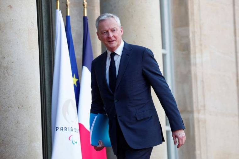 Le ministre de l'Economie et des Finances Bruno Le Maire au Palais de l'Élysée à Paris