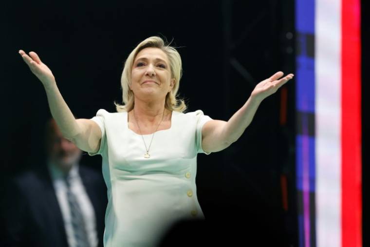 Marine Le Pen le 19 mai 2024, à Madrid, en Espagne ( AFP / OSCAR DEL POZO )