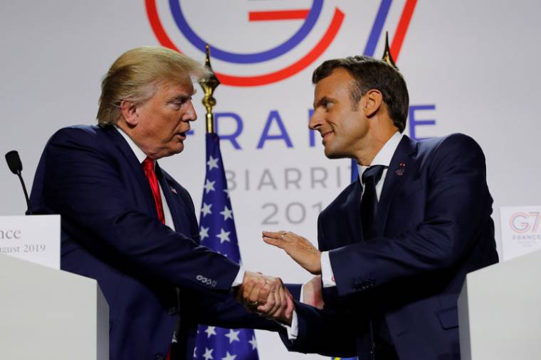 G7: MACRON VEUT UNE RENCONTRE ROHANI-TRUMP, ANNONCE UN ACCORD SUR LA TAXE