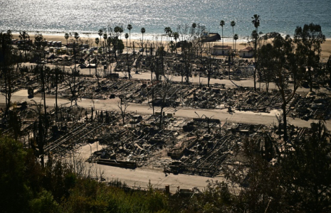 Des maisons ravagées dans le quartier de Pacific Palisades à Los Angeles, le 13 janvier 2025 ( AFP / AGUSTIN PAULLIER )