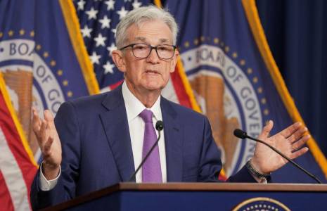 Le président de la Fed, M. Powell, s'exprime lors d'une conférence de presse à Washington