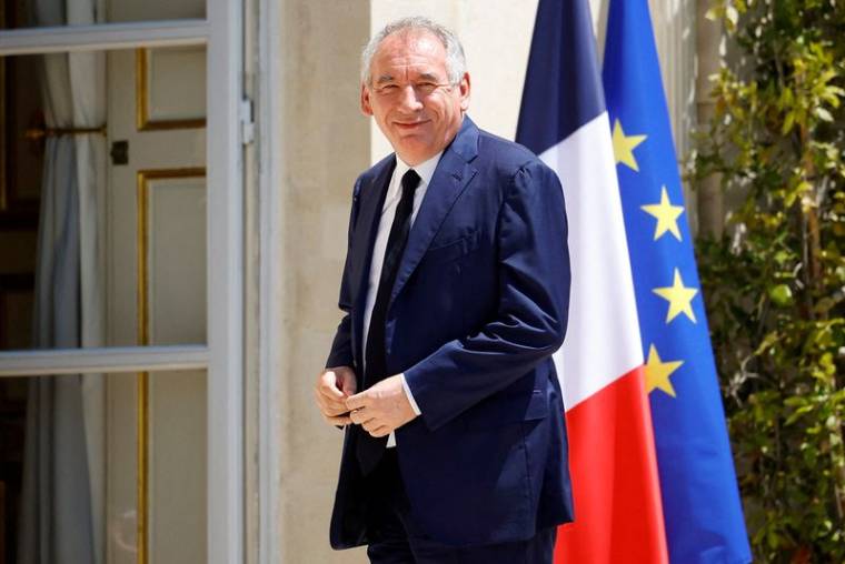 François Bayrou, chef du parti centriste français MoDem au Palais de l'Élysée à Paris