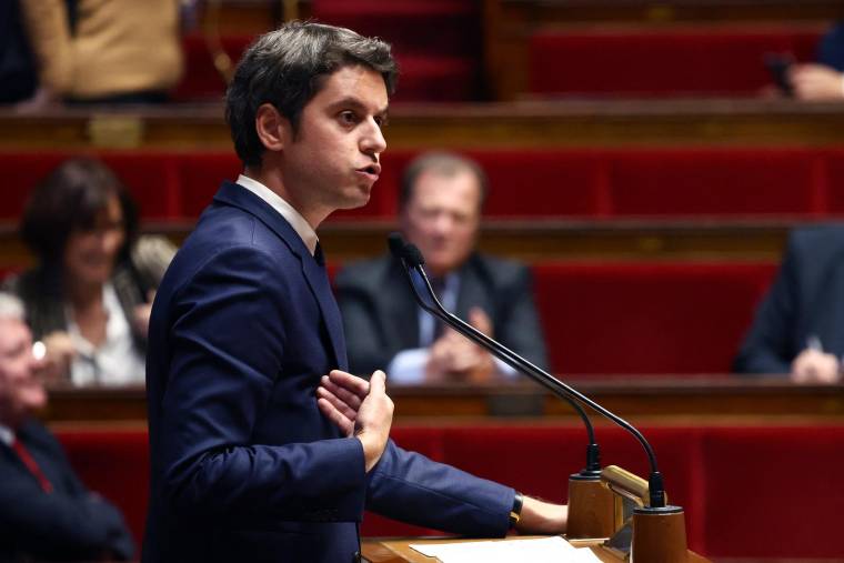Gabriel Attal à l'Assemblée nationale, à Paris, le 30 janvier 2024. ( AFP / EMMANUEL DUNAND )