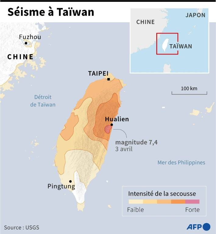Séisme à Taïwan ( AFP / Nicholas SHEARMAN )