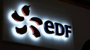 Le logo d'EDF, dont le capital avait été ouvert en 2005 et que le gouvernement veut renationaliser ( AFP / DENIS CHARLET )