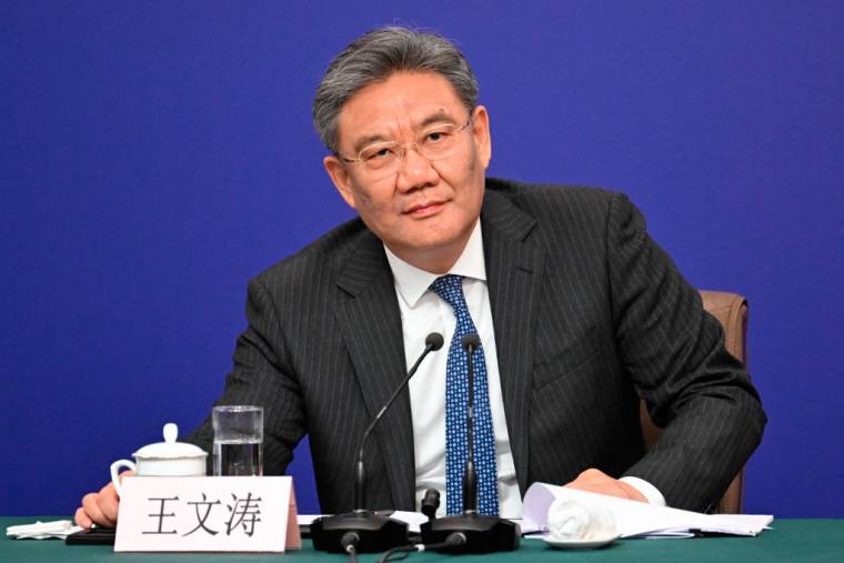 Wang Wentao à Pékin, en Chine, le 6 mars 2024. ( AFP / WANG ZHAO )