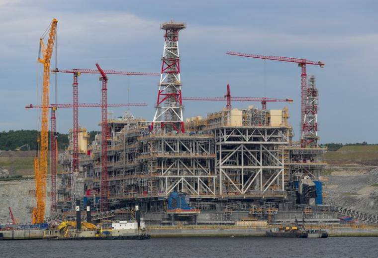 Une structure de la coentreprise Arctic LNG 2 est en construction, dans la région de Mourmansk