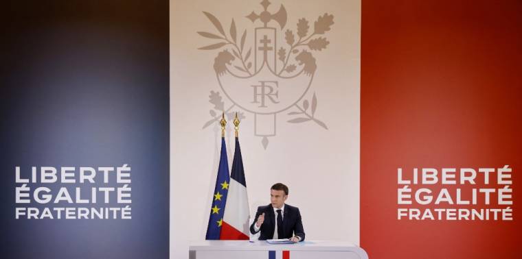 Emmanuel Macron à Paris, le 16 janvier 2024. ( AFP / LUDOVIC MARIN )