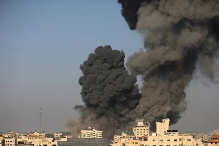 Vue de Gaza après une frappe israélienne