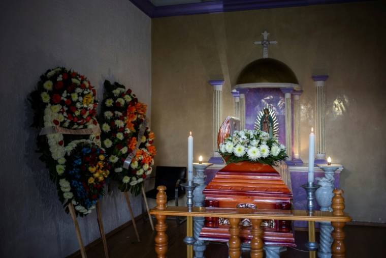Funérailles d'Armando Perez Luna, candidat à la mairie de Maravatio assassiné en février, le 27 février 2024 à Maravatio dans l'état du Michoacan dans l'ouest du Mexique ( AFP / Enrique CASTRO )